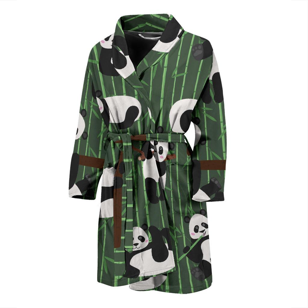 Panda Pattern Print Design A04 Men Bathrobe-JORJUNE.COM