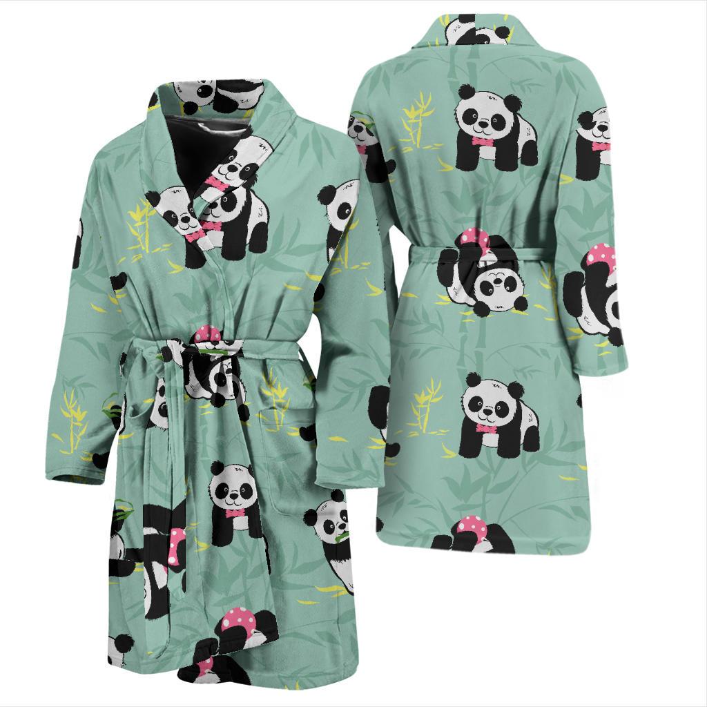 Panda Pattern Print Design A05 Men Bathrobe-JORJUNE.COM