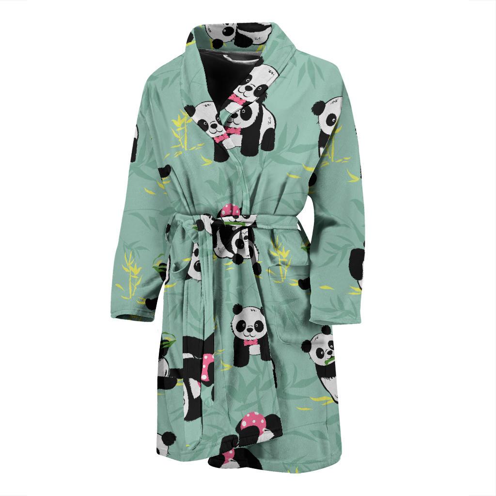 Panda Pattern Print Design A05 Men Bathrobe-JORJUNE.COM
