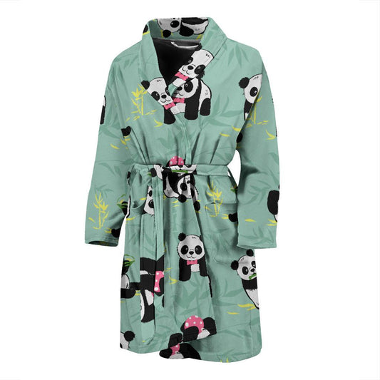 Panda Pattern Print Design A05 Men Bathrobe-JORJUNE.COM