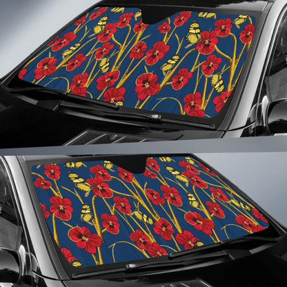 Pansy Pattern Print Design A01 Car Sun Shades-JORJUNE.COM