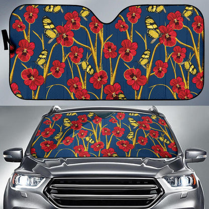 Pansy Pattern Print Design A01 Car Sun Shades-JORJUNE.COM