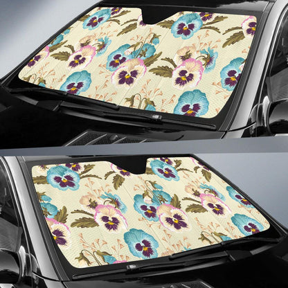 Pansy Pattern Print Design A02 Car Sun Shades-JORJUNE.COM