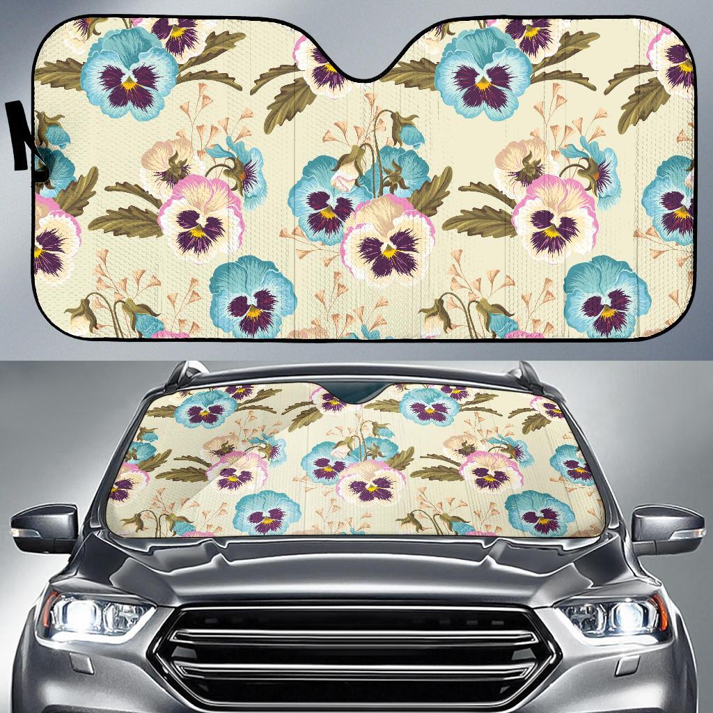 Pansy Pattern Print Design A02 Car Sun Shades-JORJUNE.COM