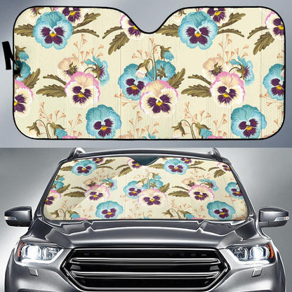 Pansy Pattern Print Design A02 Car Sun Shades-JORJUNE.COM