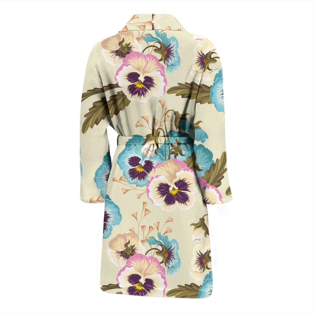 Pansy Pattern Print Design A02 Men Bathrobe-JORJUNE.COM