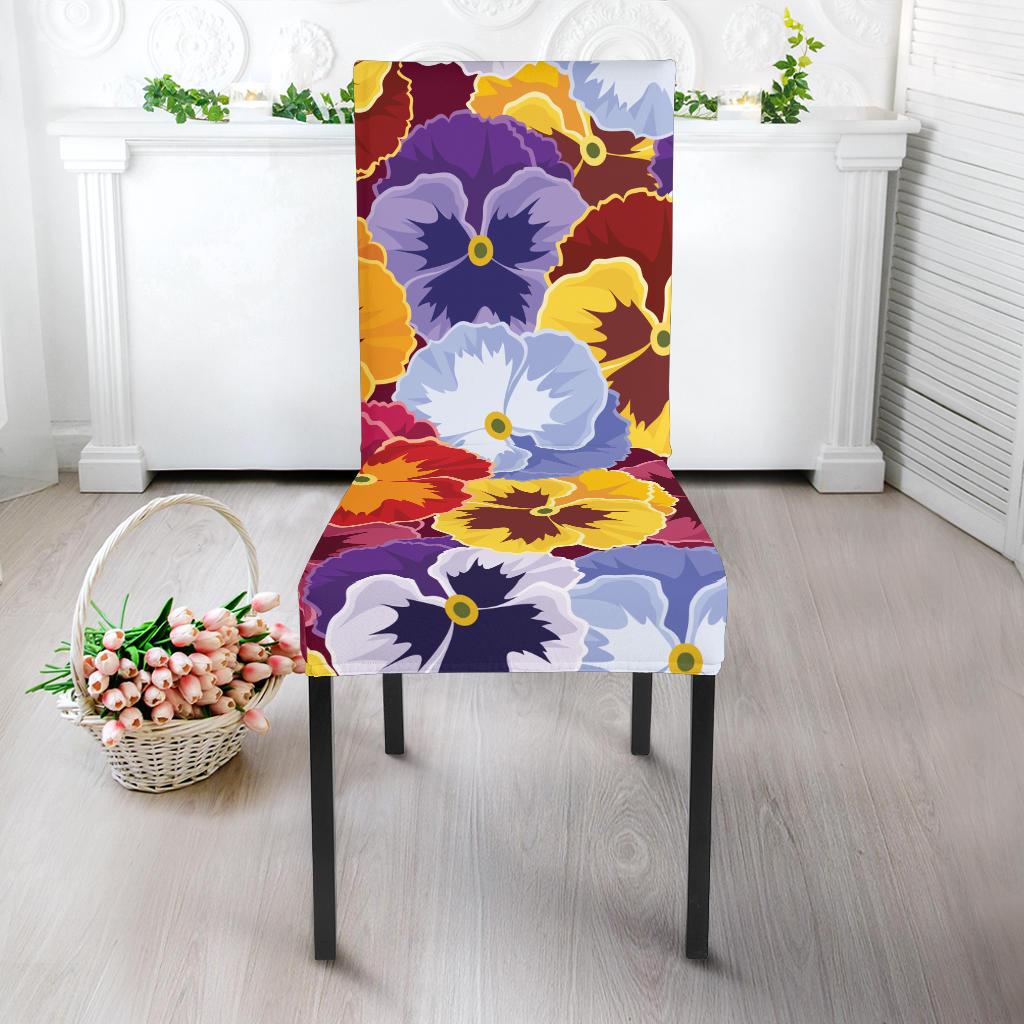 Pansy Pattern Print Design PS01 Dining Chair Slipcover-JORJUNE.COM