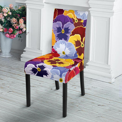 Pansy Pattern Print Design PS01 Dining Chair Slipcover-JORJUNE.COM