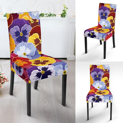Pansy Pattern Print Design PS01 Dining Chair Slipcover-JORJUNE.COM