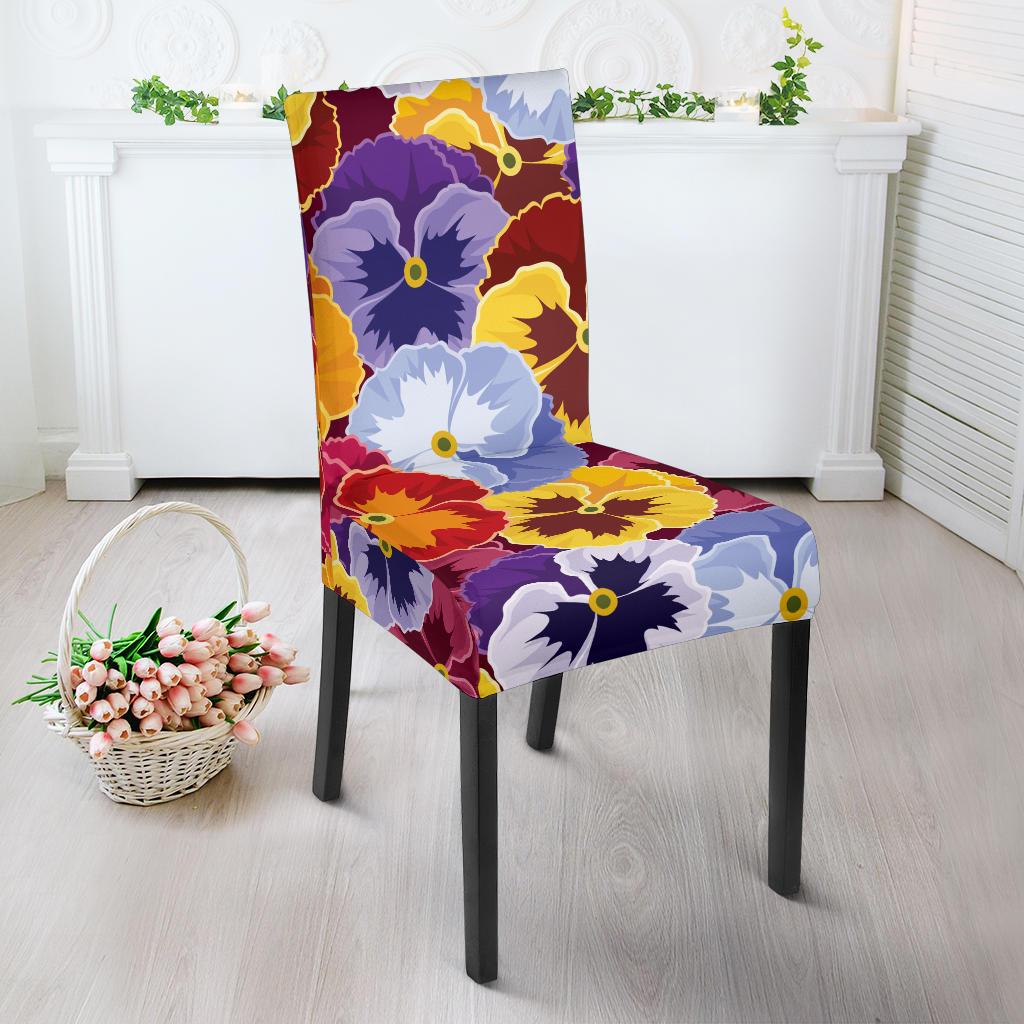 Pansy Pattern Print Design PS01 Dining Chair Slipcover-JORJUNE.COM
