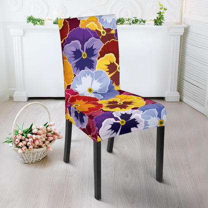 Pansy Pattern Print Design PS01 Dining Chair Slipcover-JORJUNE.COM