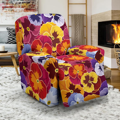 Pansy Pattern Print Design PS01 Recliner Slipcover-JORJUNE.COM