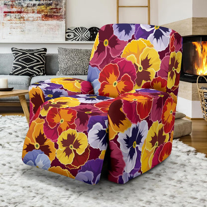 Pansy Pattern Print Design PS01 Recliner Slipcover-JORJUNE.COM