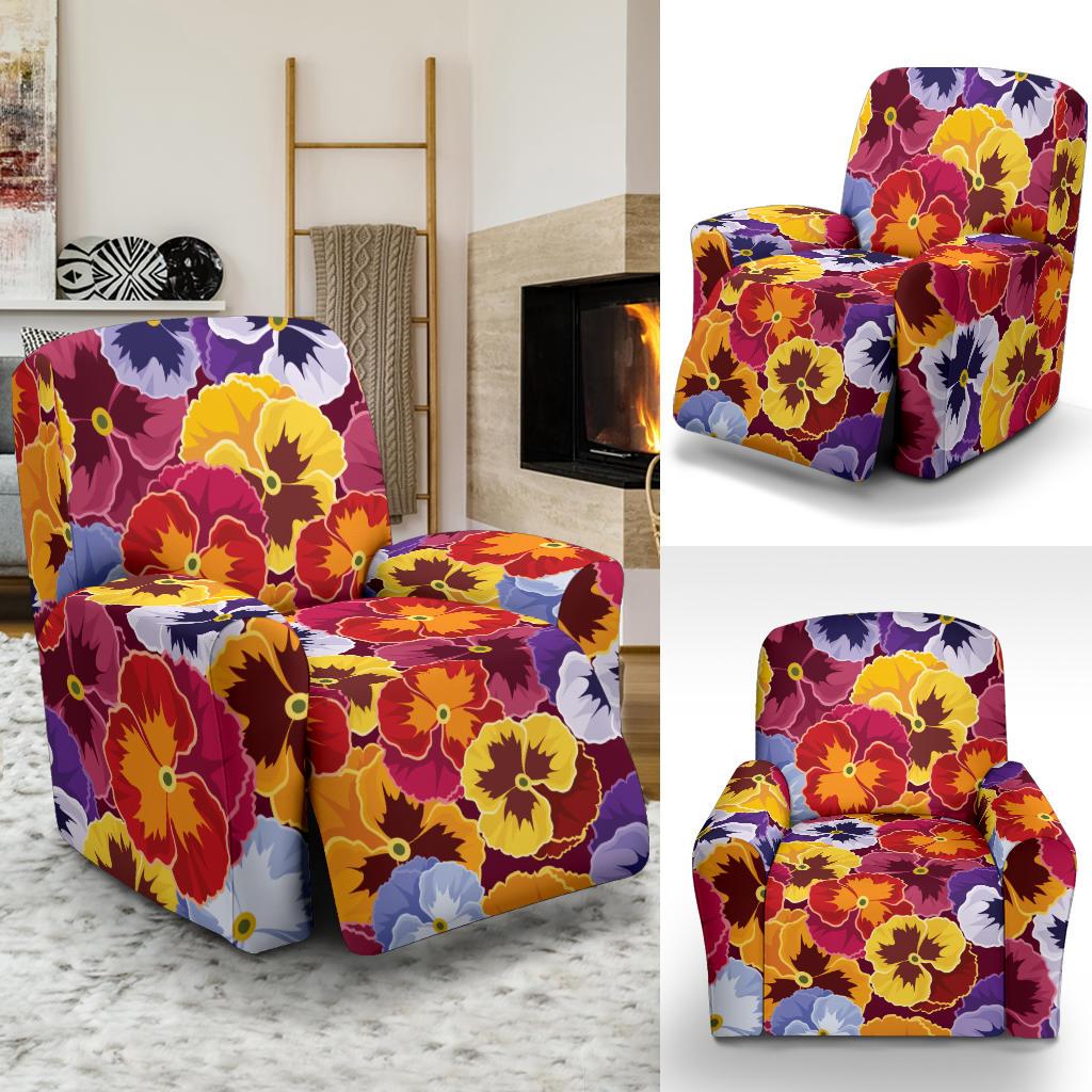 Pansy Pattern Print Design PS01 Recliner Slipcover-JORJUNE.COM