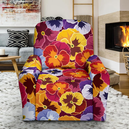 Pansy Pattern Print Design PS01 Recliner Slipcover-JORJUNE.COM