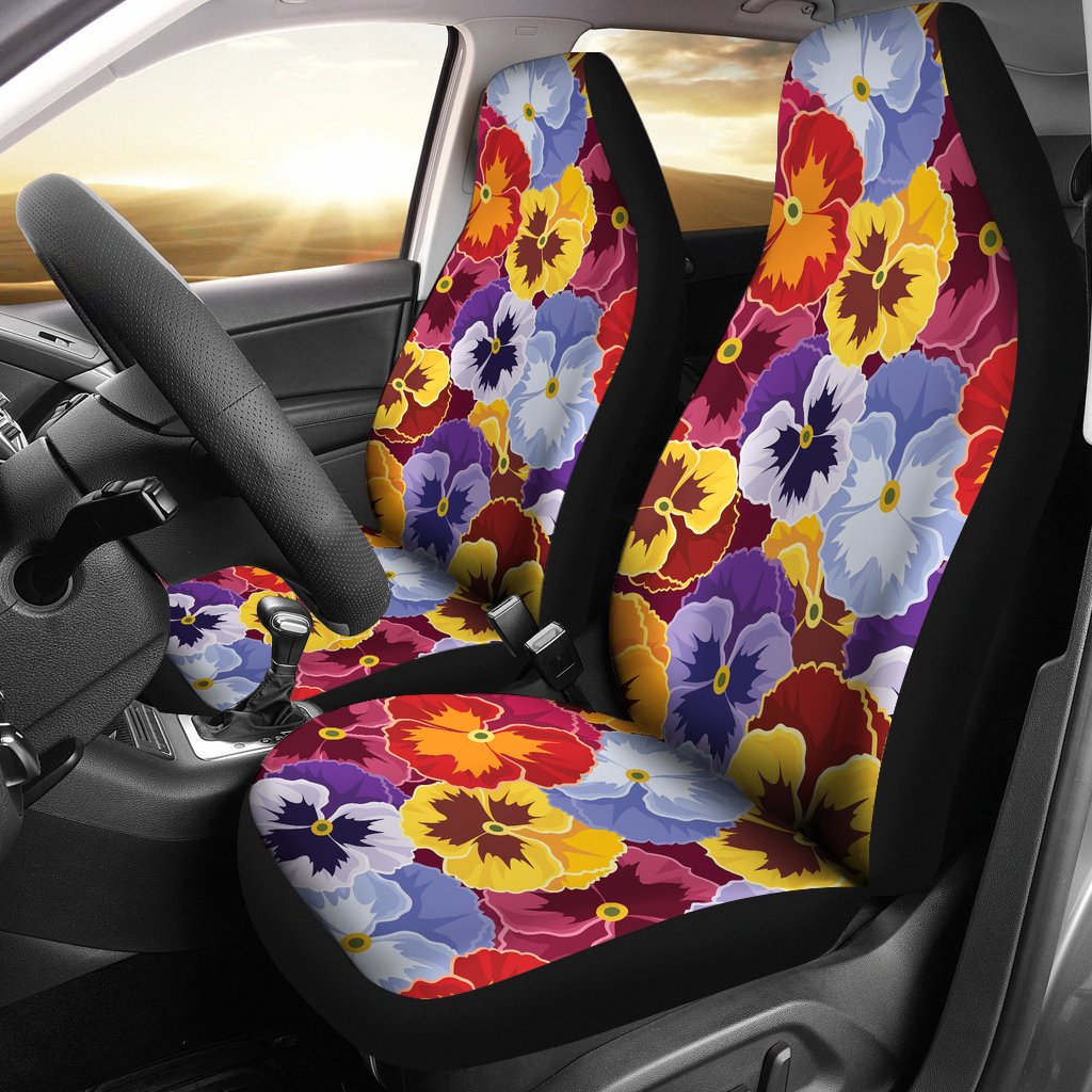 Pansy Pattern Print Design PS01 Universal Fit Car Seat Covers-JorJune