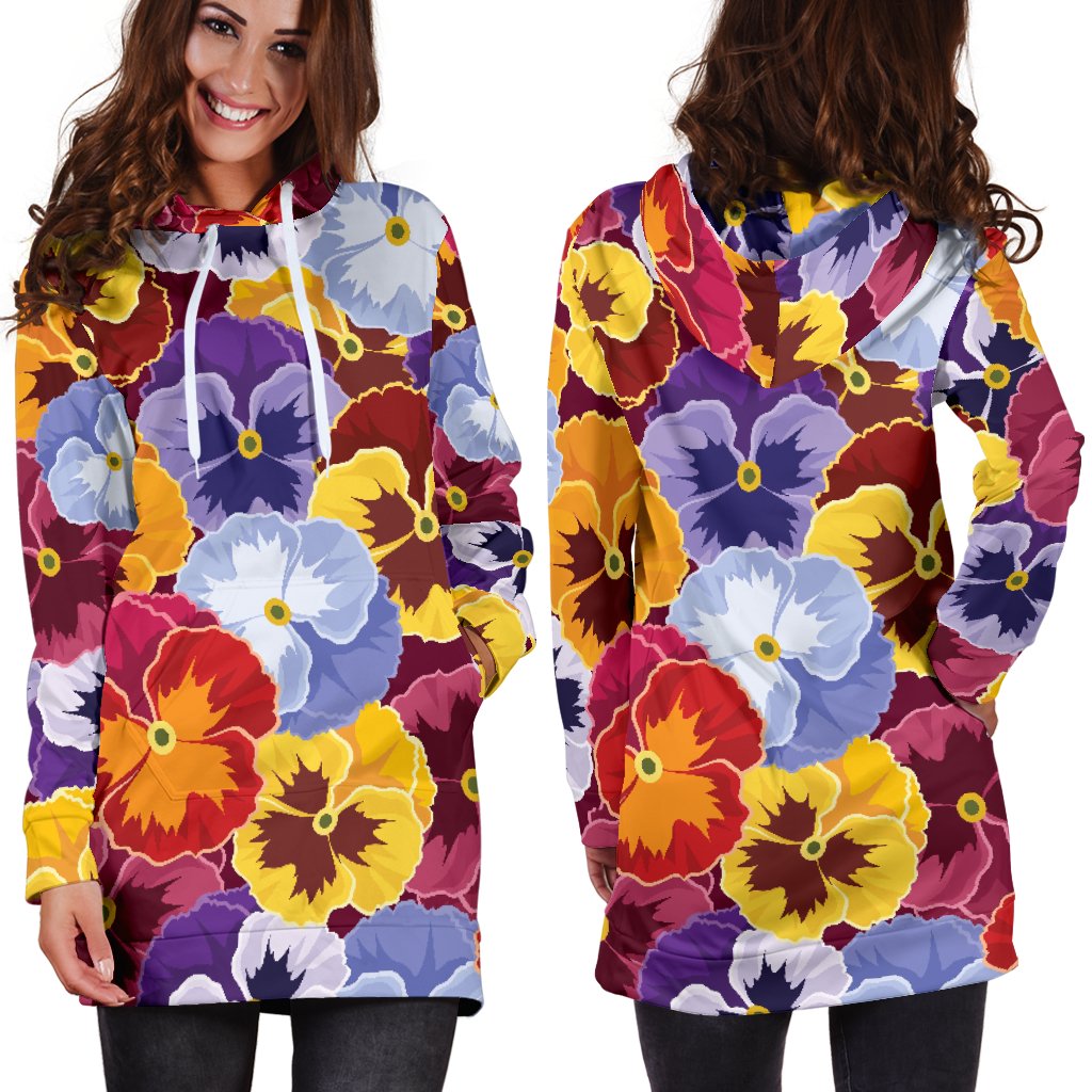 Pansy Pattern Print Design PS01 Women Hoodie Dress
