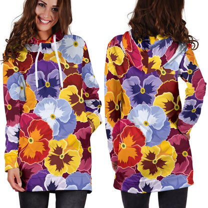 Pansy Pattern Print Design PS01 Women Hoodie Dress