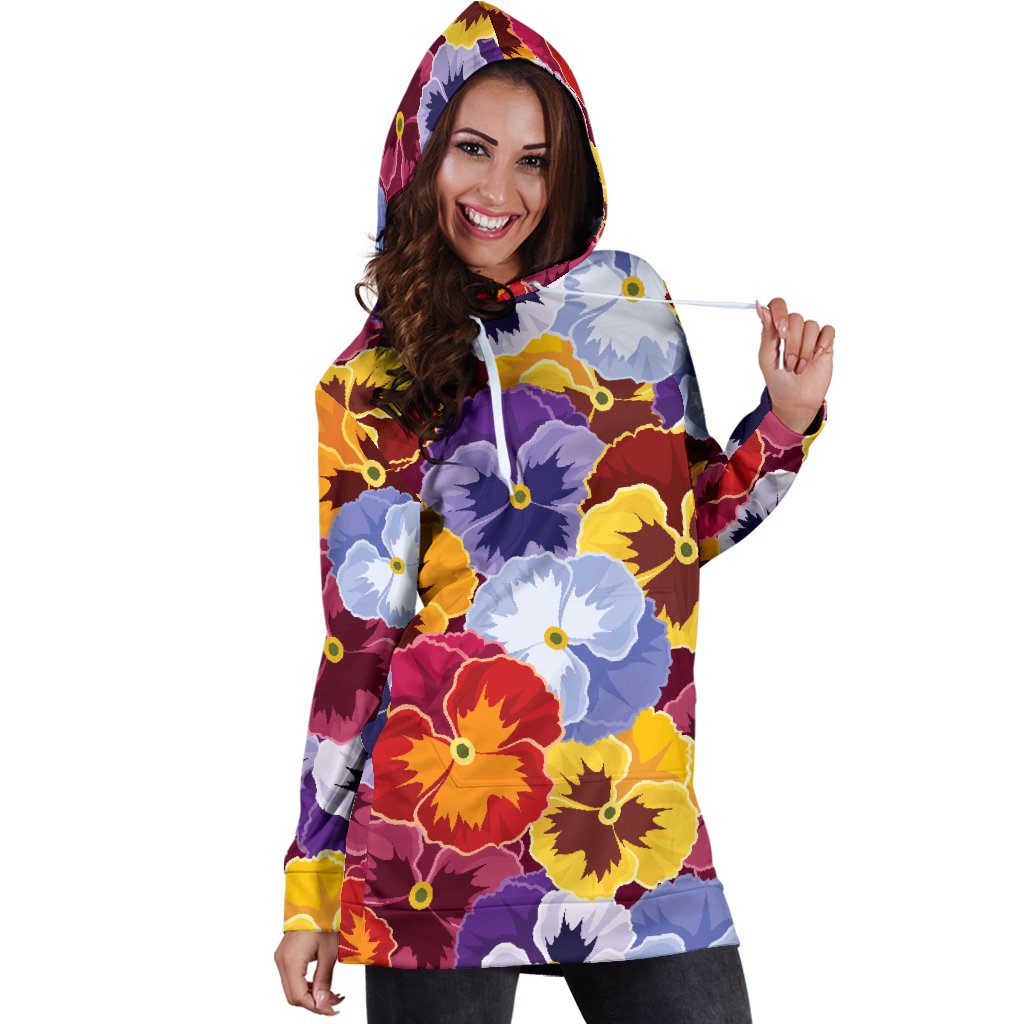 Pansy Pattern Print Design PS01 Women Hoodie Dress