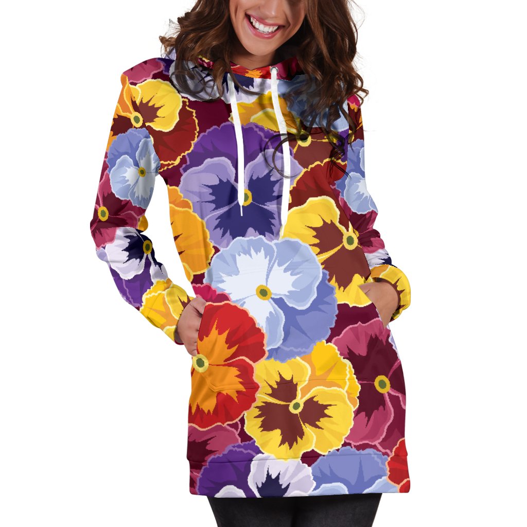 Pansy Pattern Print Design PS01 Women Hoodie Dress