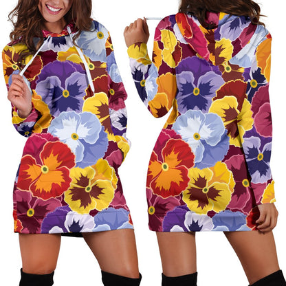 Pansy Pattern Print Design PS01 Women Hoodie Dress