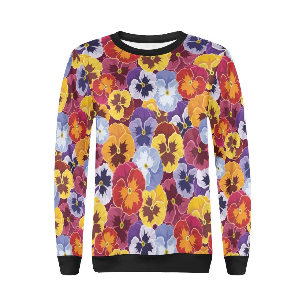 Pansy Pattern Print Design PS01 Women Long Sleeve Sweatshirt-JorJune
