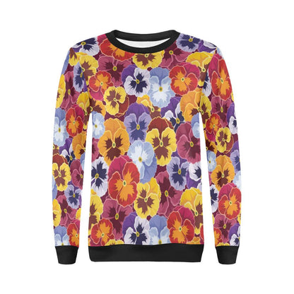 Pansy Pattern Print Design PS01 Women Long Sleeve Sweatshirt-JorJune