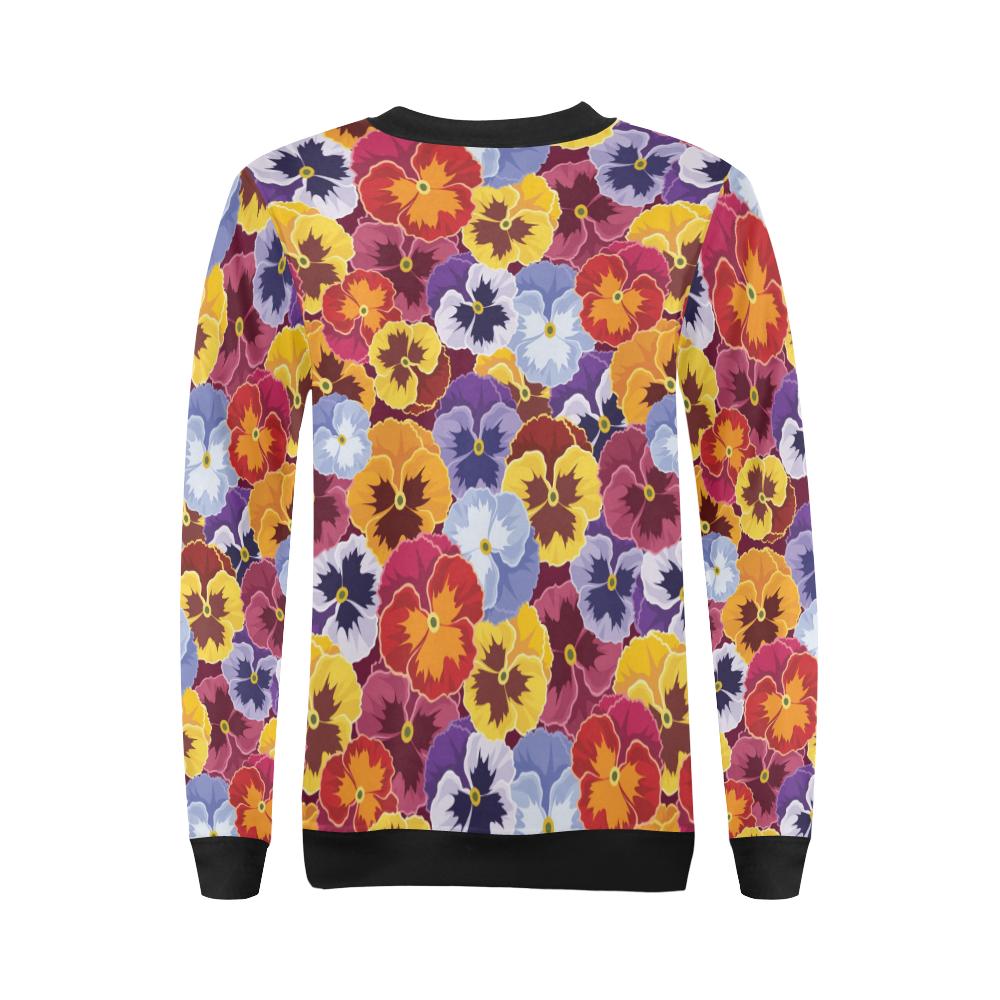 Pansy Pattern Print Design PS01 Women Long Sleeve Sweatshirt-JorJune