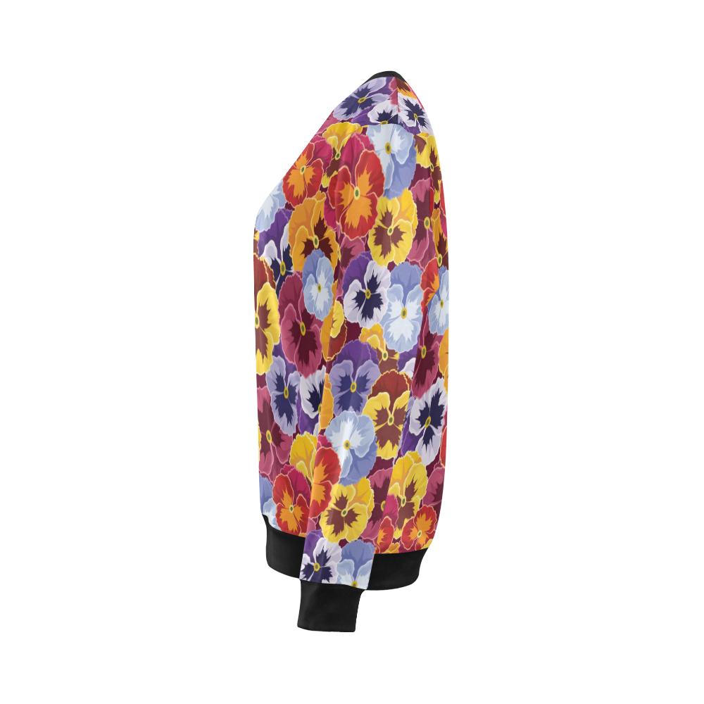 Pansy Pattern Print Design PS01 Women Long Sleeve Sweatshirt-JorJune