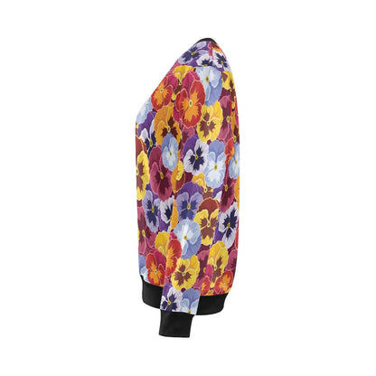 Pansy Pattern Print Design PS01 Women Long Sleeve Sweatshirt-JorJune