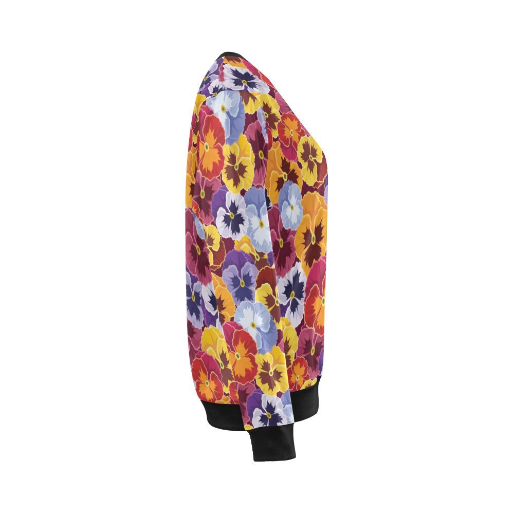 Pansy Pattern Print Design PS01 Women Long Sleeve Sweatshirt-JorJune