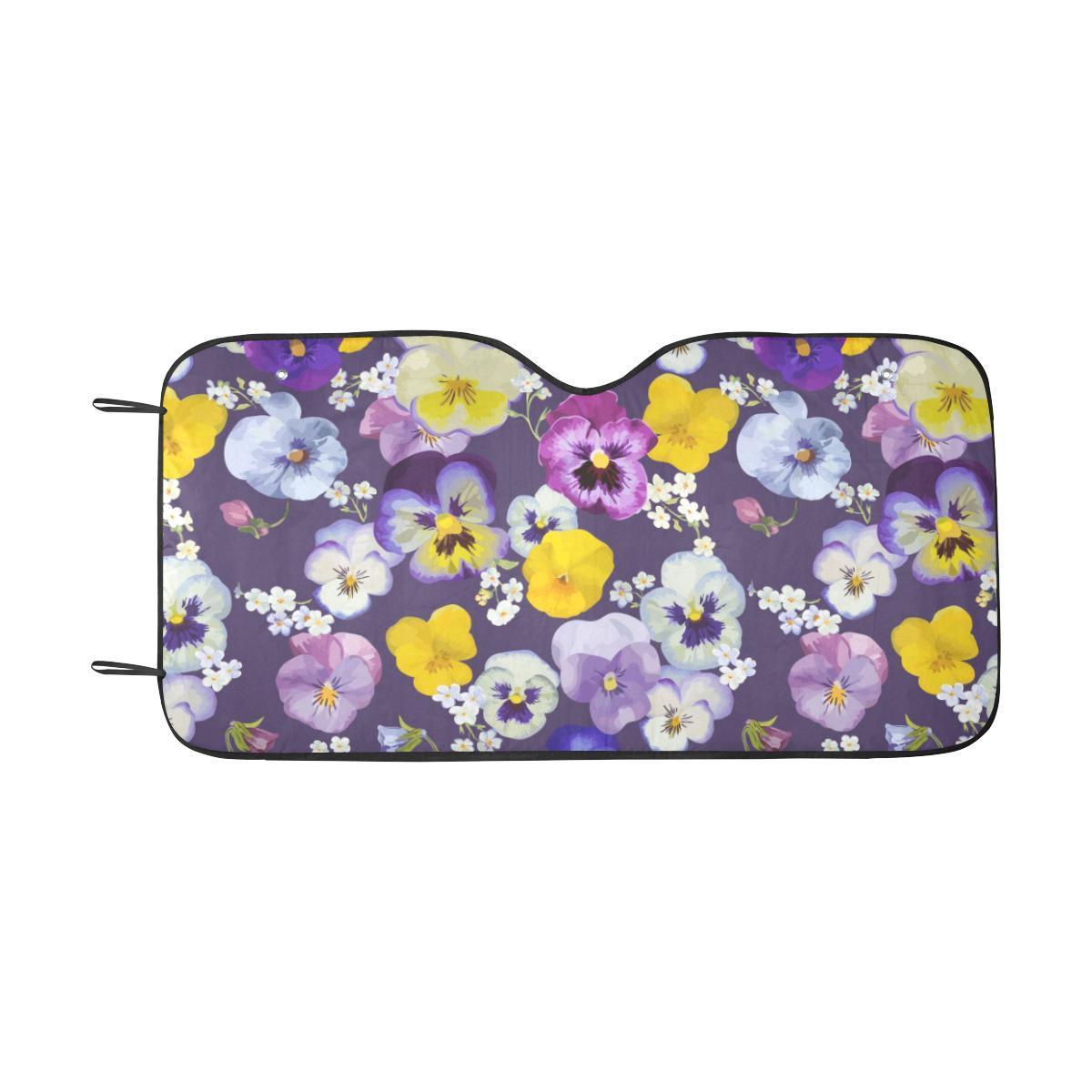 Pansy Pattern Print Design PS02 Car Sun Shade-JorJune