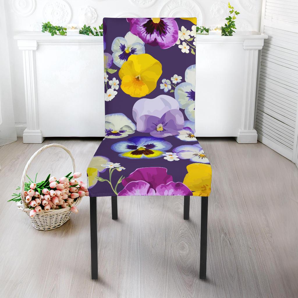 Pansy Pattern Print Design PS02 Dining Chair Slipcover-JORJUNE.COM
