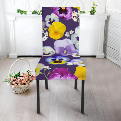 Pansy Pattern Print Design PS02 Dining Chair Slipcover-JORJUNE.COM