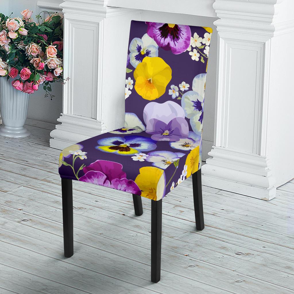 Pansy Pattern Print Design PS02 Dining Chair Slipcover-JORJUNE.COM