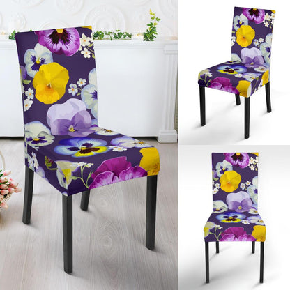 Pansy Pattern Print Design PS02 Dining Chair Slipcover-JORJUNE.COM