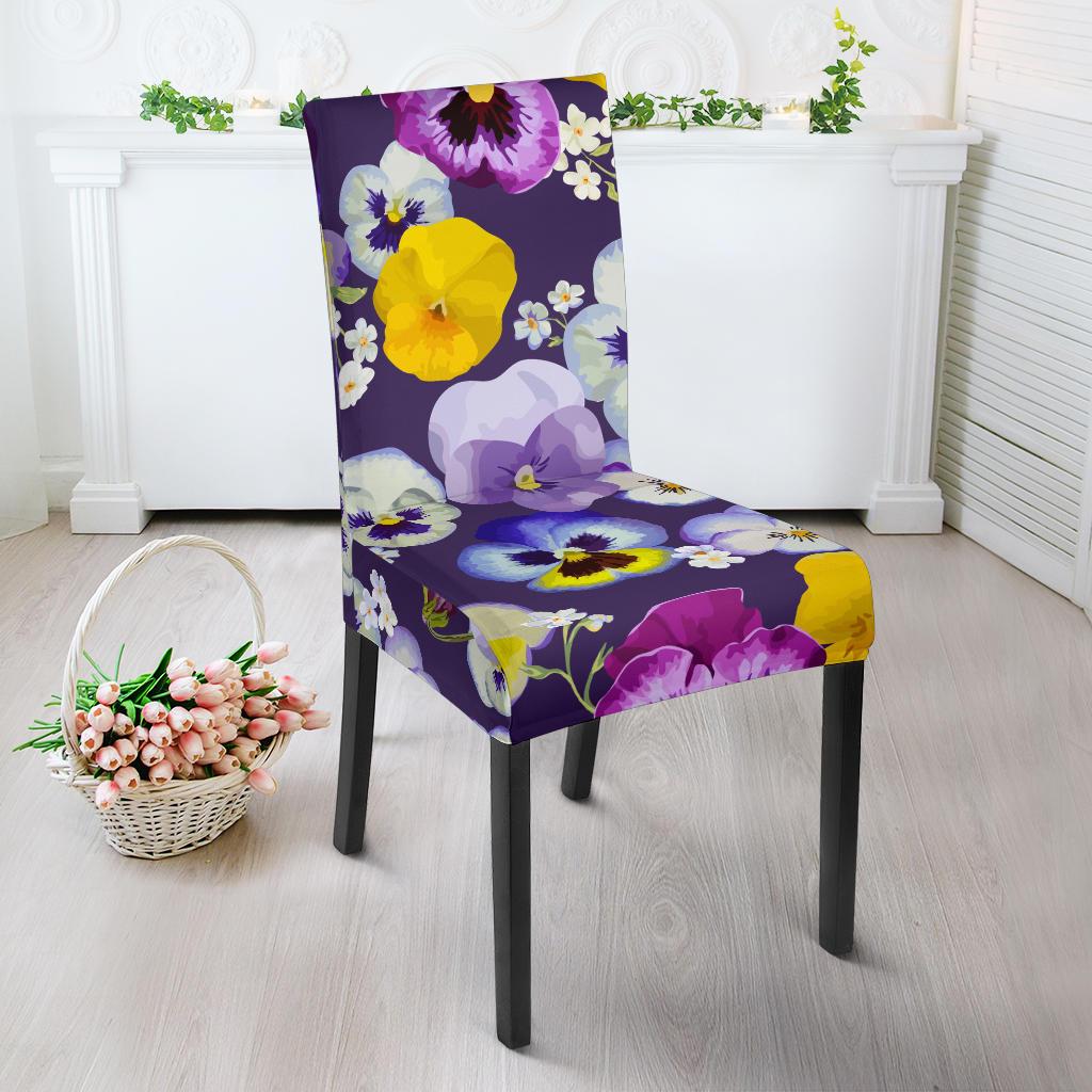 Pansy Pattern Print Design PS02 Dining Chair Slipcover-JORJUNE.COM
