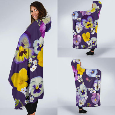 Pansy Pattern Print Design PS02 Hooded Blanket-JORJUNE.COM