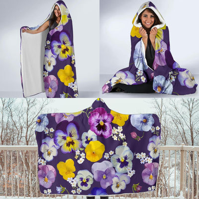 Pansy Pattern Print Design PS02 Hooded Blanket-JORJUNE.COM