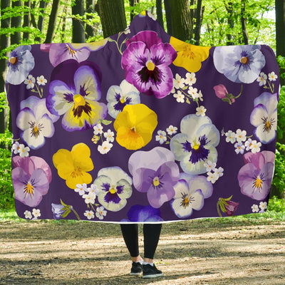 Pansy Pattern Print Design PS02 Hooded Blanket-JORJUNE.COM