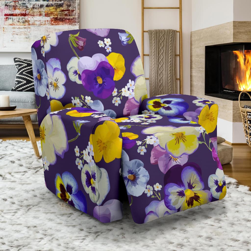 Pansy Pattern Print Design PS02 Recliner Slipcover-JORJUNE.COM