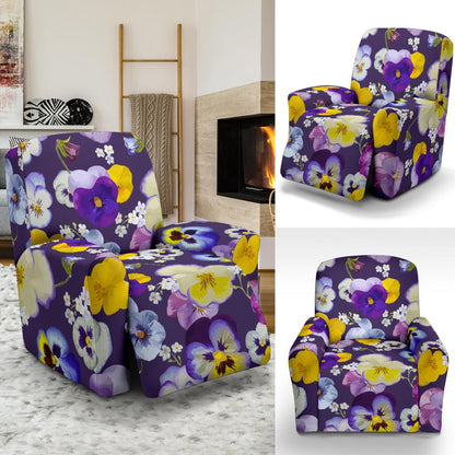 Pansy Pattern Print Design PS02 Recliner Slipcover-JORJUNE.COM