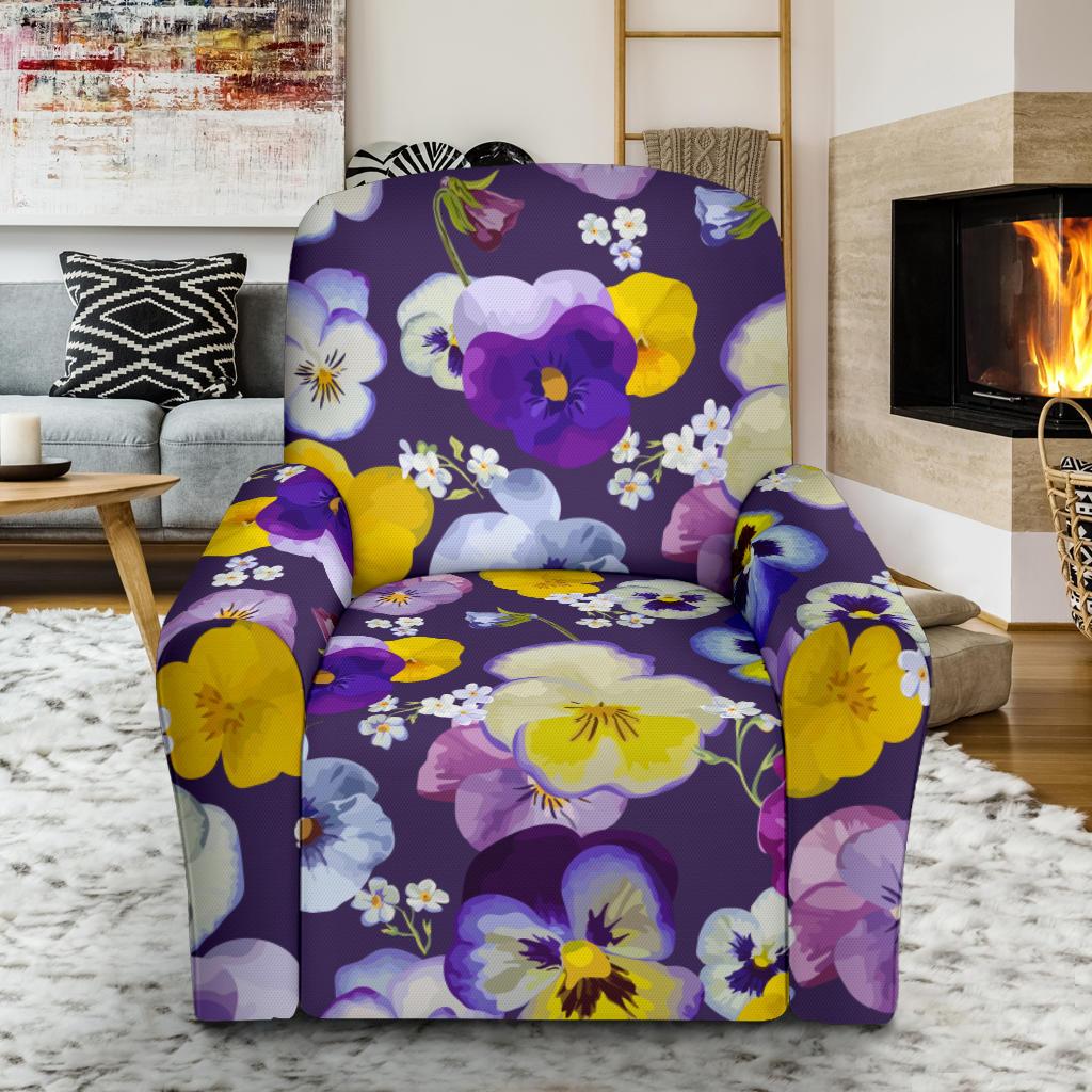 Pansy Pattern Print Design PS02 Recliner Slipcover-JORJUNE.COM