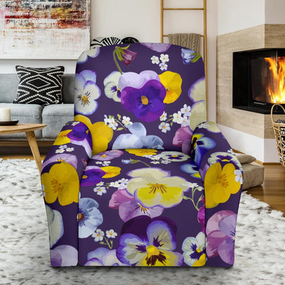 Pansy Pattern Print Design PS02 Recliner Slipcover-JORJUNE.COM