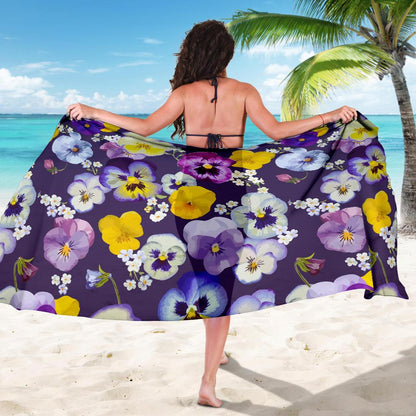 Pansy Pattern Print Design PS02 Sarong Pareo Wrap-JORJUNE.COM