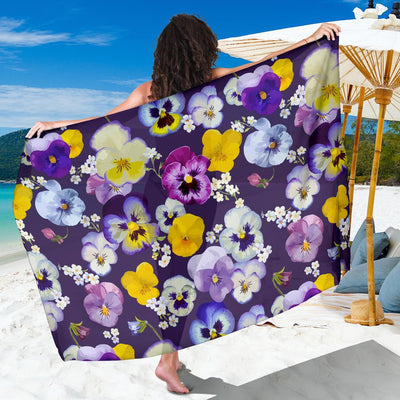 Pansy Pattern Print Design PS02 Sarong Pareo Wrap-JORJUNE.COM