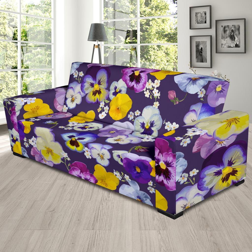 Pansy Pattern Print Design PS02 Sofa Slipcover-JORJUNE.COM