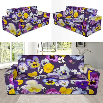 Pansy Pattern Print Design PS02 Sofa Slipcover-JORJUNE.COM