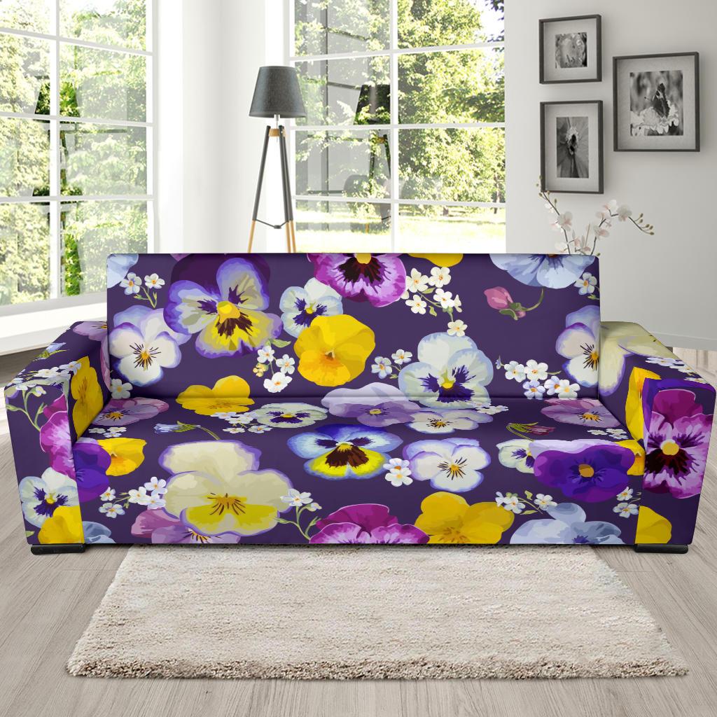 Pansy Pattern Print Design PS02 Sofa Slipcover-JORJUNE.COM