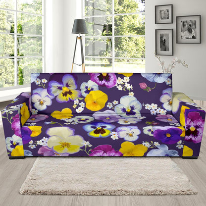 Pansy Pattern Print Design PS02 Sofa Slipcover-JORJUNE.COM